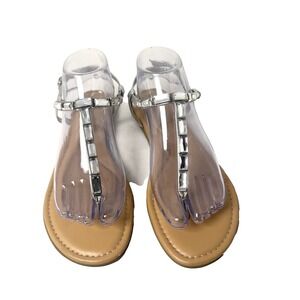 T-Strap Flat Sandals, Silver Rockport Walkability 8.5M Jewel Women's